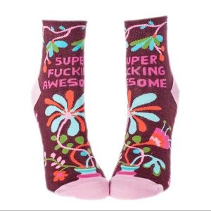 Blue Q Novelty Socks NWT “Super F*cking Awesome”